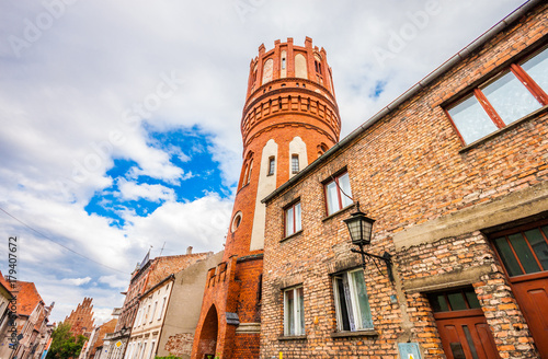 Neo-Gothic water tower of nineteenth century in Chelmno, near Torun on Vistula river