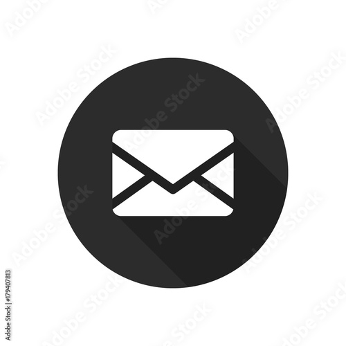 Envelope mail circle button flat web icon. Vector. Send email message sign