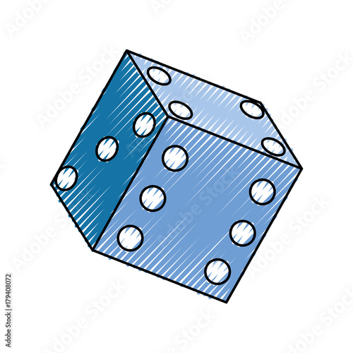flat line colored dice over white background  vector illustrtion
