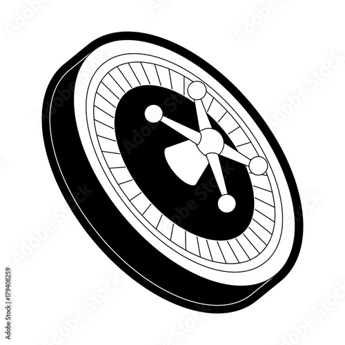 flat line monochromatic casino roulette over white background vector illustration