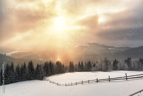 Dramatic sunlight in a winter day