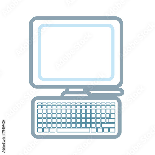 flat line colored computer over white background vector illustration