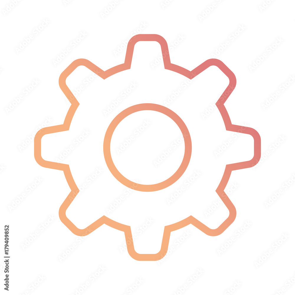 flat line colored gear over white background vector illustration