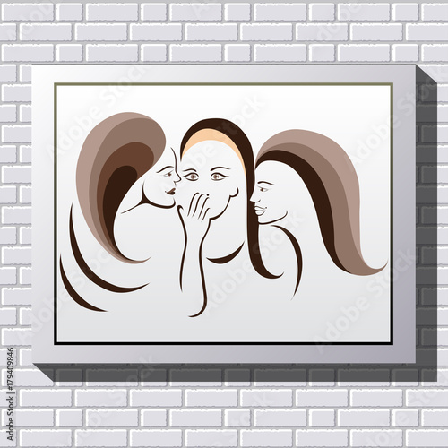 The graphic illustration with women's friendship 2
