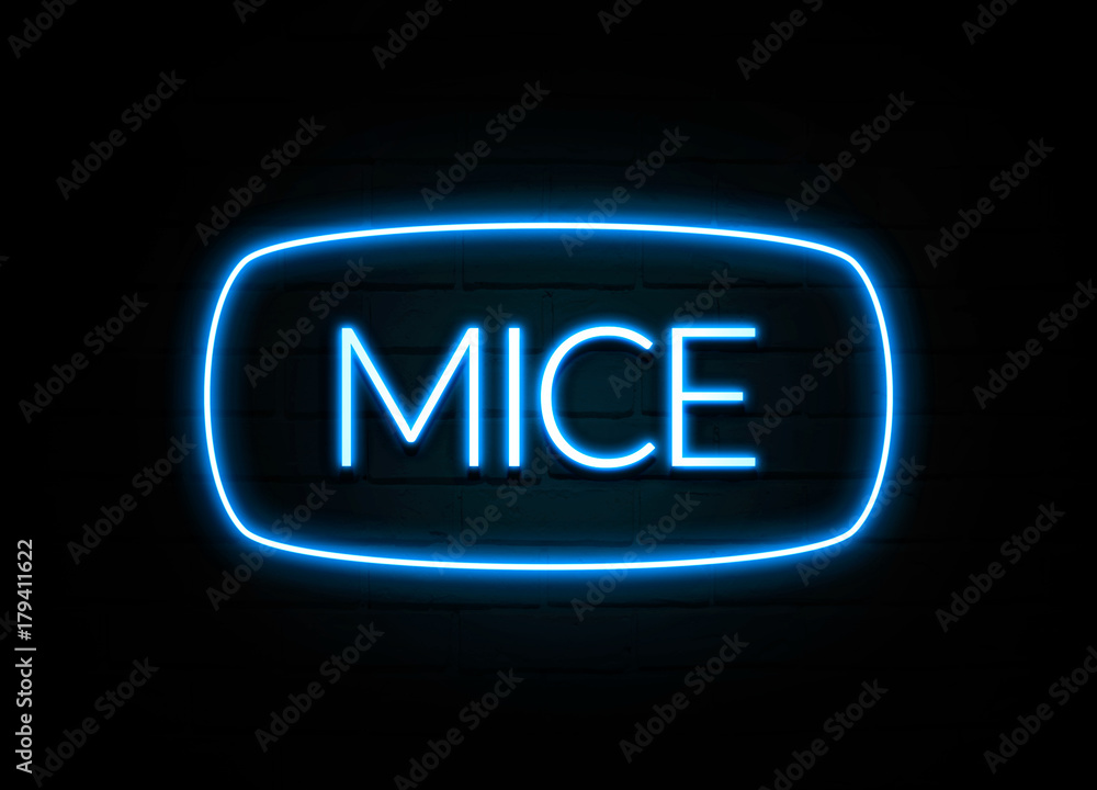 Mice - colorful Neon Sign on brickwall Mice - colorful Neon Sign on brickwall