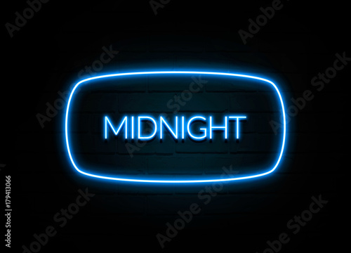 Midnight  - colorful Neon Sign on brickwall
