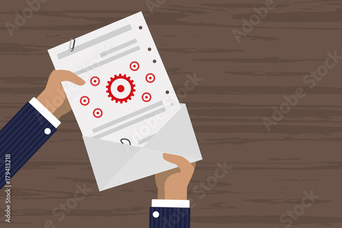 Person verschickt Brief - Zahnrad - Systemeinstellungen