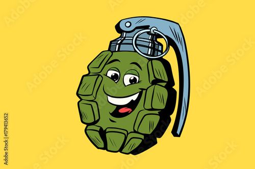 grenade cute smiley face character