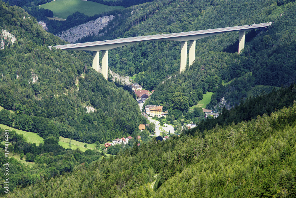 Alpen view to valley highway bridge