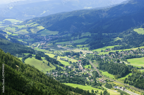 Fototapeta Naklejka Na Ścianę i Meble -  Alpen mountains valley at sunny day