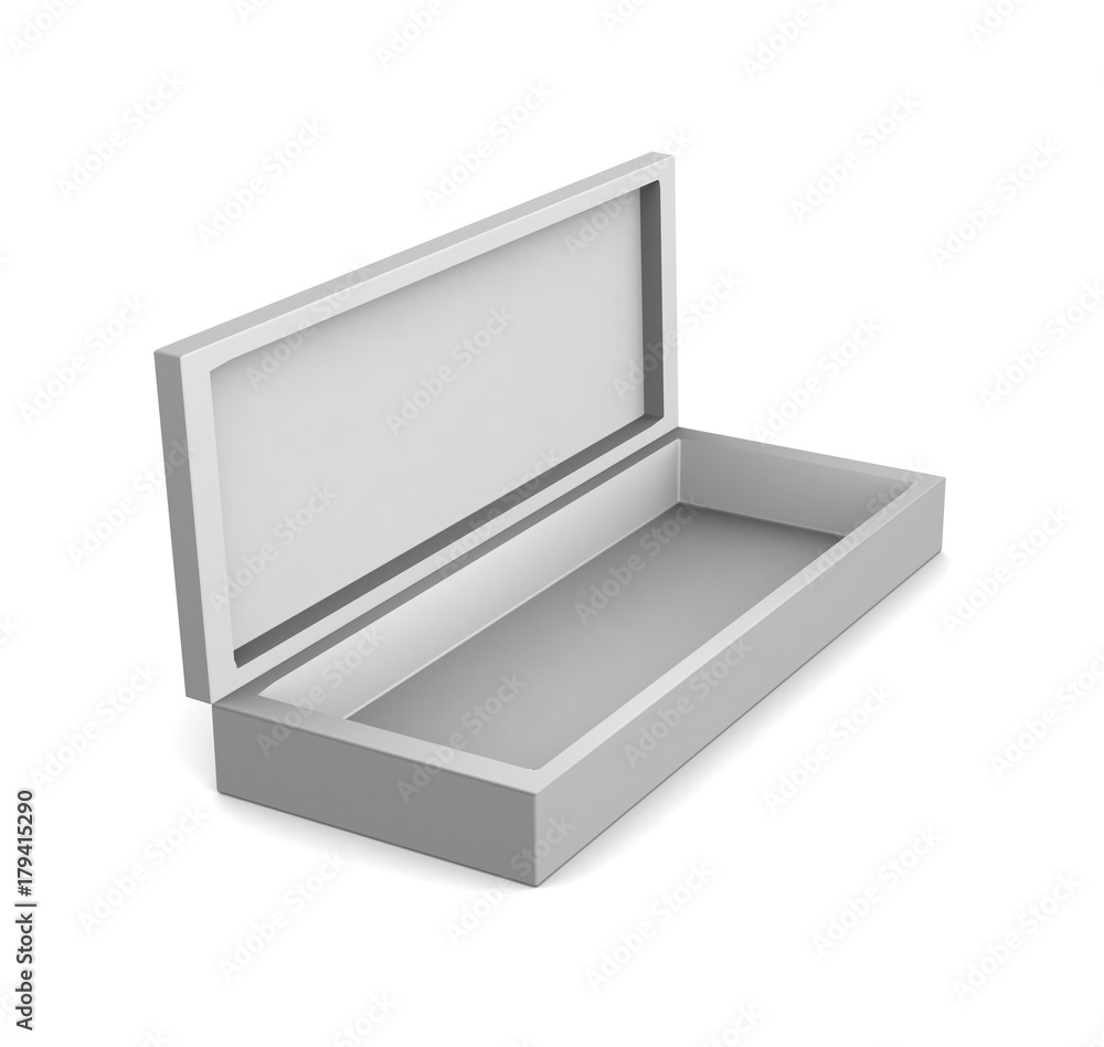 Realistic white box isolated on white background. 3d illustration Realistic white box isolated on white background. 3d illustration