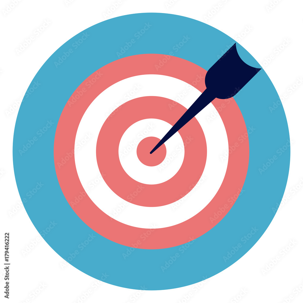 Target WIth Arrow Icon On Round Blue Background Flat Vector Illustration Target WIth Arrow Icon On Round Blue Background Flat Vector Illustration