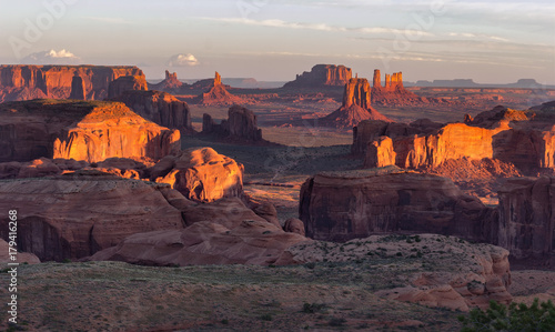 Sunrise in Hunts Mesa navajo tribal majesty place near Monument Valley, Arizona, USA