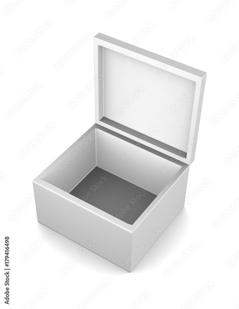Realistic white box isolated on white background. 3d illustration Realistic white box isolated on white background. 3d illustration