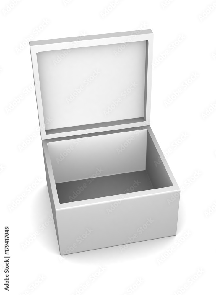 Realistic white box isolated on white background. 3d illustration Realistic white box isolated on white background. 3d illustration