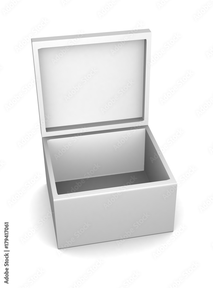 Realistic white box isolated on white background. 3d illustration Realistic white box isolated on white background. 3d illustration