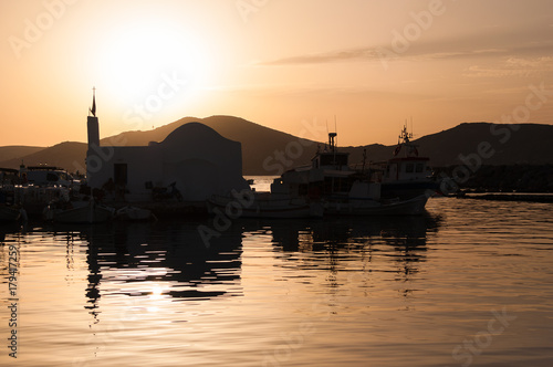 Sunset in the village of Naoussa on Paros island in Greece, Cyclades © LabbePhotography