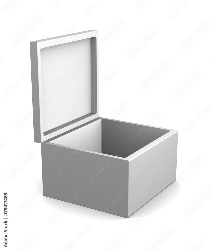 Realistic white box isolated on white background. 3d illustration Realistic white box isolated on white background. 3d illustration