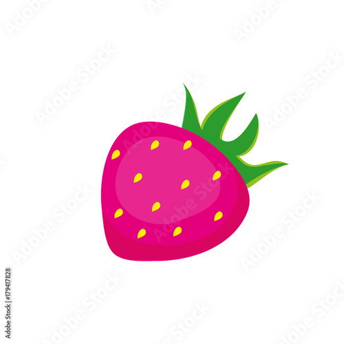Pink cartoon strawberry isolated on white background