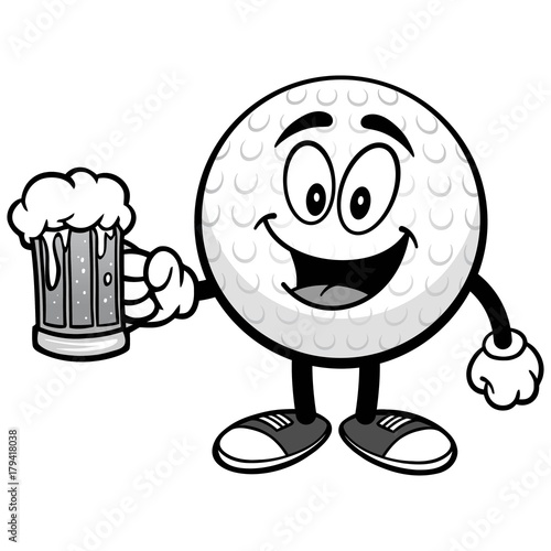 Golf Ball with Beer Illustration