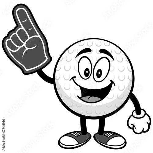 Golf Ball with Foam Finger Illustration