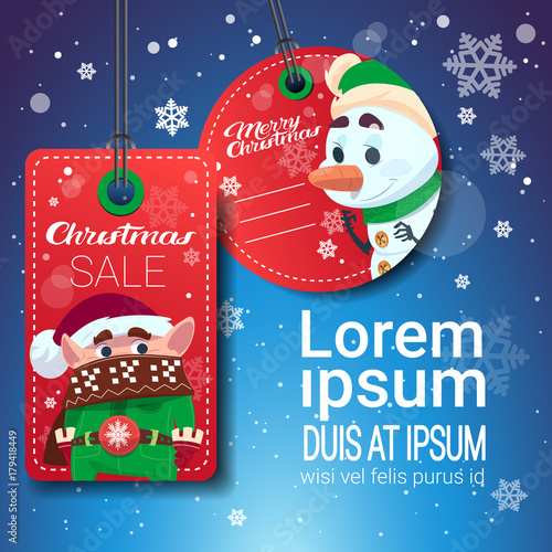 Christmas Sale Tags Set Of Colorful Special Offer Stickers Collection On White Background Flat Vector Illustration