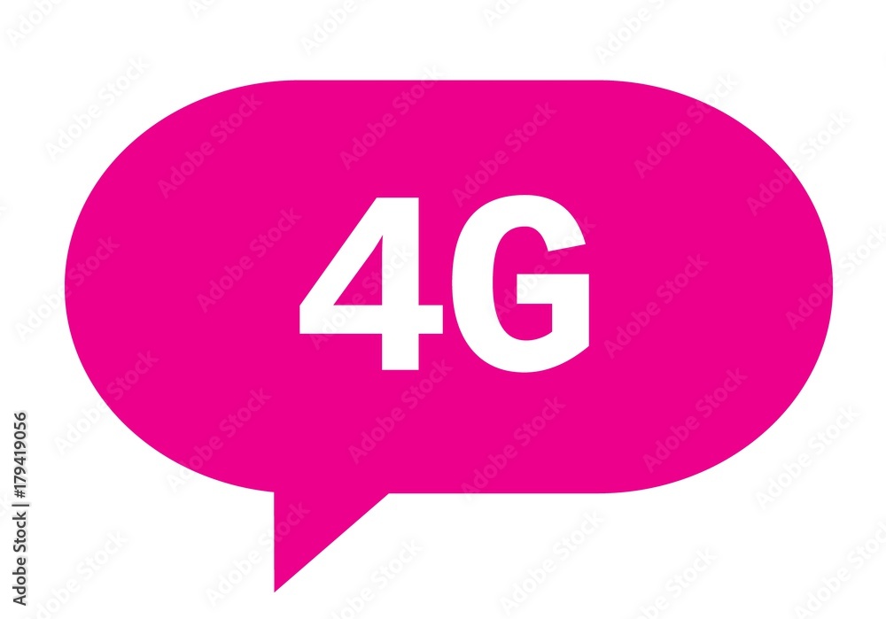 4G text in pink simple speech bubble. 4G text in pink simple speech bubble.