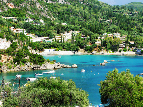 paleokastritsa blue lagoons coast landscape ionian sea on Corfu island © Anastasia Tsarskaya