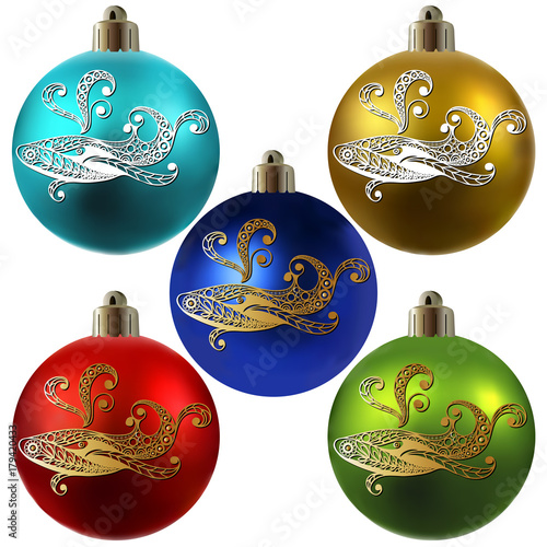 Graphic illustration with Christmas decoration 14