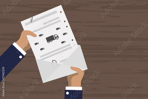 Person verschickt Brief - Lastwagen - Transport