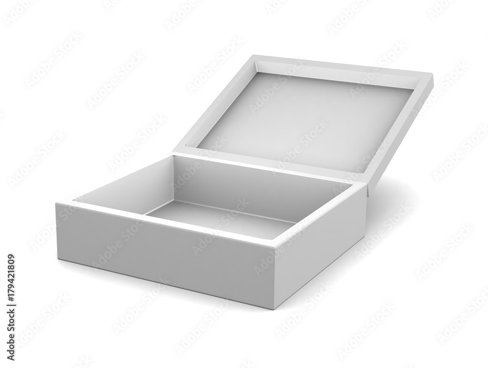 Realistic white box isolated on white background. 3d illustration Realistic white box isolated on white background. 3d illustration
