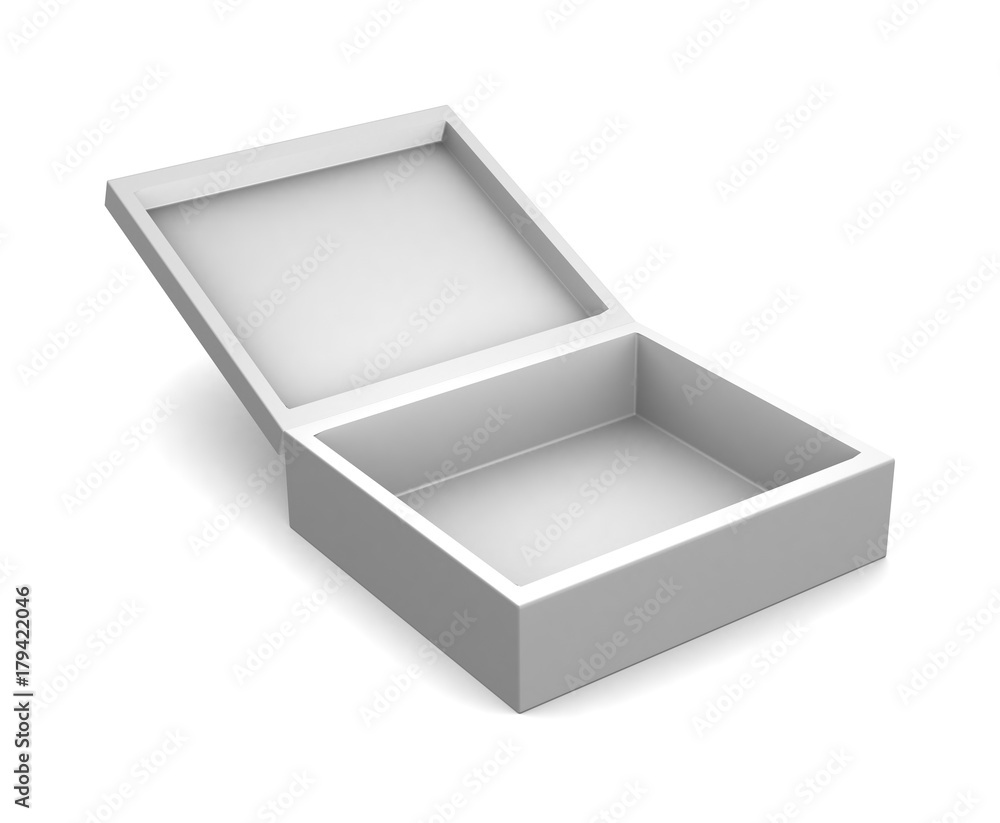 Realistic white box isolated on white background. 3d illustration Realistic white box isolated on white background. 3d illustration