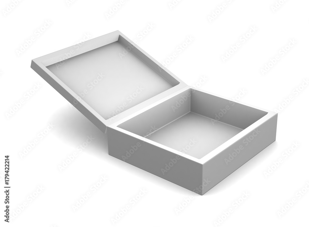 Realistic white box isolated on white background. 3d illustration Realistic white box isolated on white background. 3d illustration