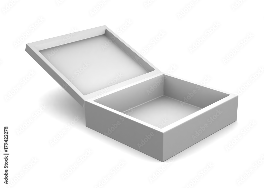 Realistic white box isolated on white background. 3d illustration Realistic white box isolated on white background. 3d illustration