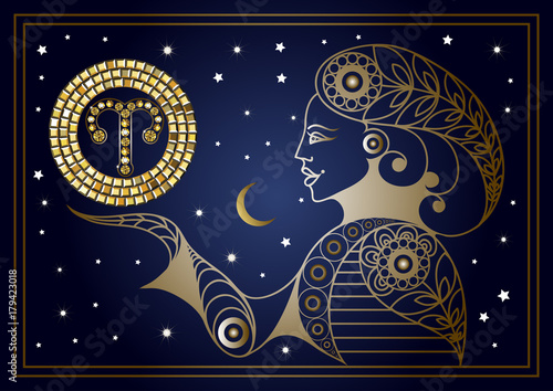 Decorative woman with the sign of the zodiac 3