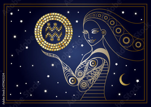 Decorative woman with the sign of the zodiac 6