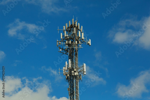 telecommunication tower on the background of the sky