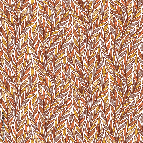 Hand drawn pattern with decorative floral ornament. Stylized colorful branches. Summer spring background, nature collection. Vector illustration