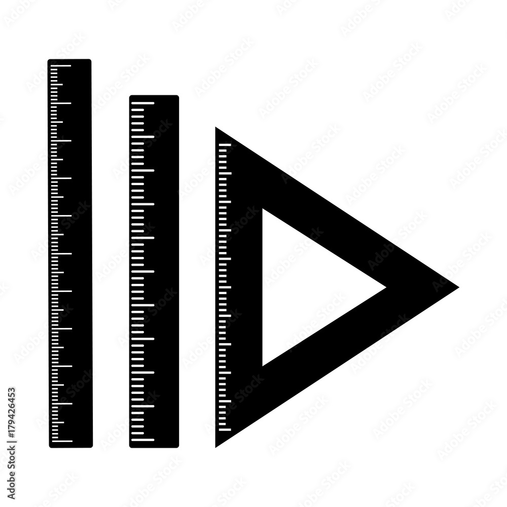 Black set of rulers with white markup. Vector illustration