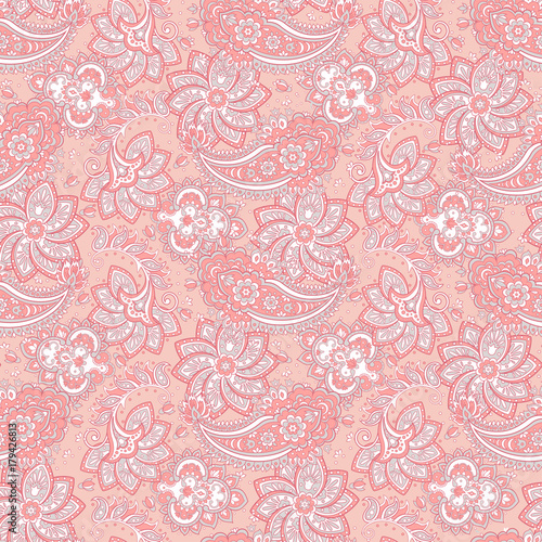 Seamless Paisley pattern in indian style. Floral vector illustration