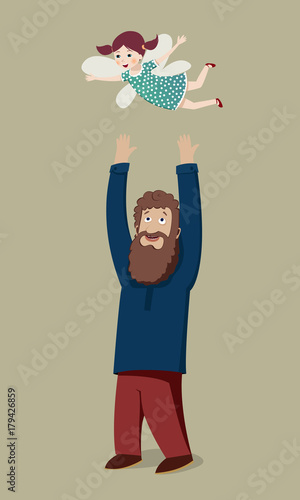 Father throwing happy daughter into air