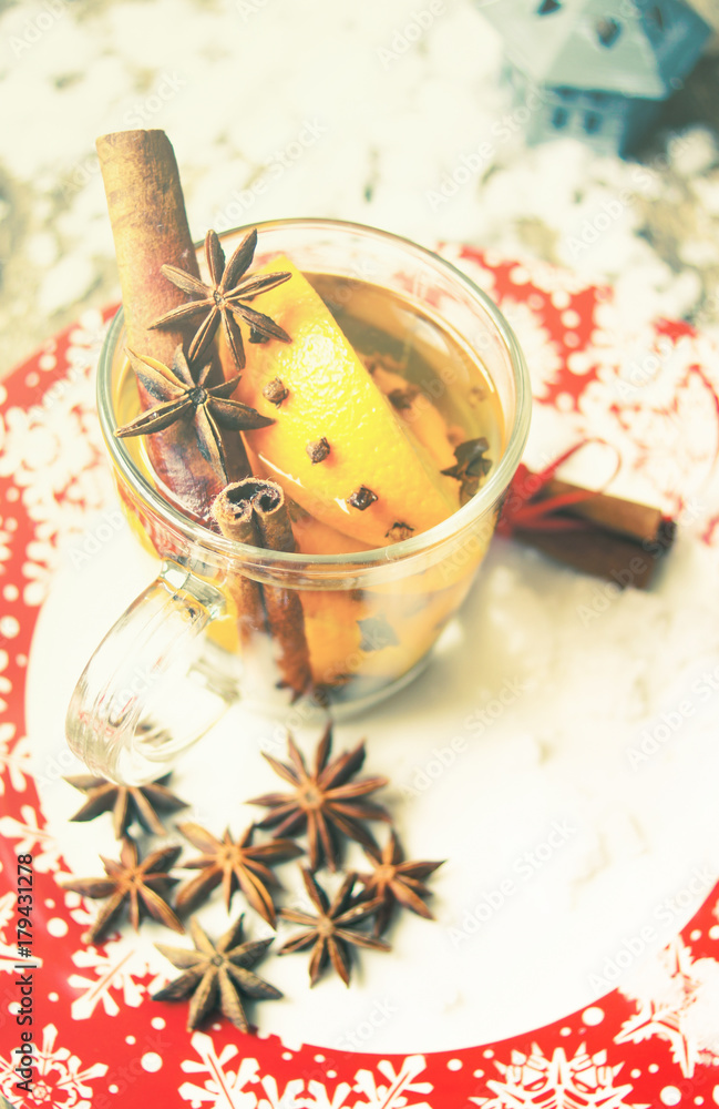 Winter time: hot wine with spices Winter time: hot wine with spices