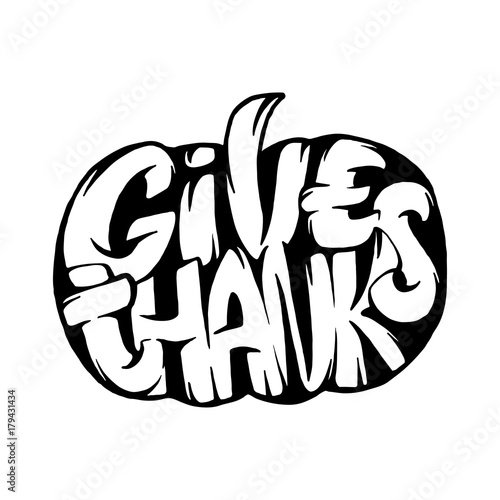 Give Thanks, lettering on w...