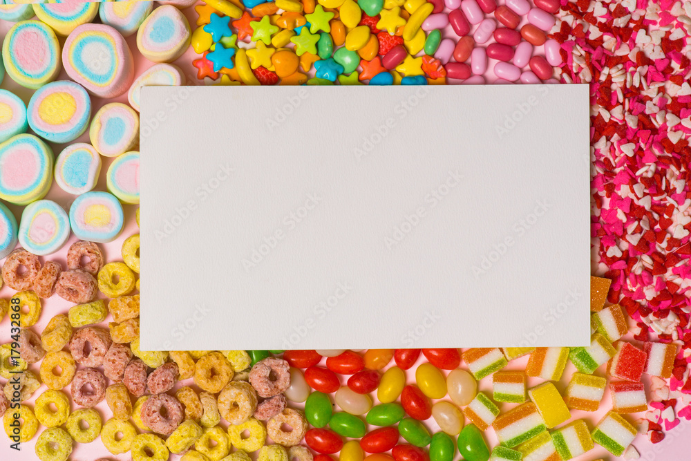 Birthday concept. Top View various sweet candies. Birthday concept. Top View various sweet candies.