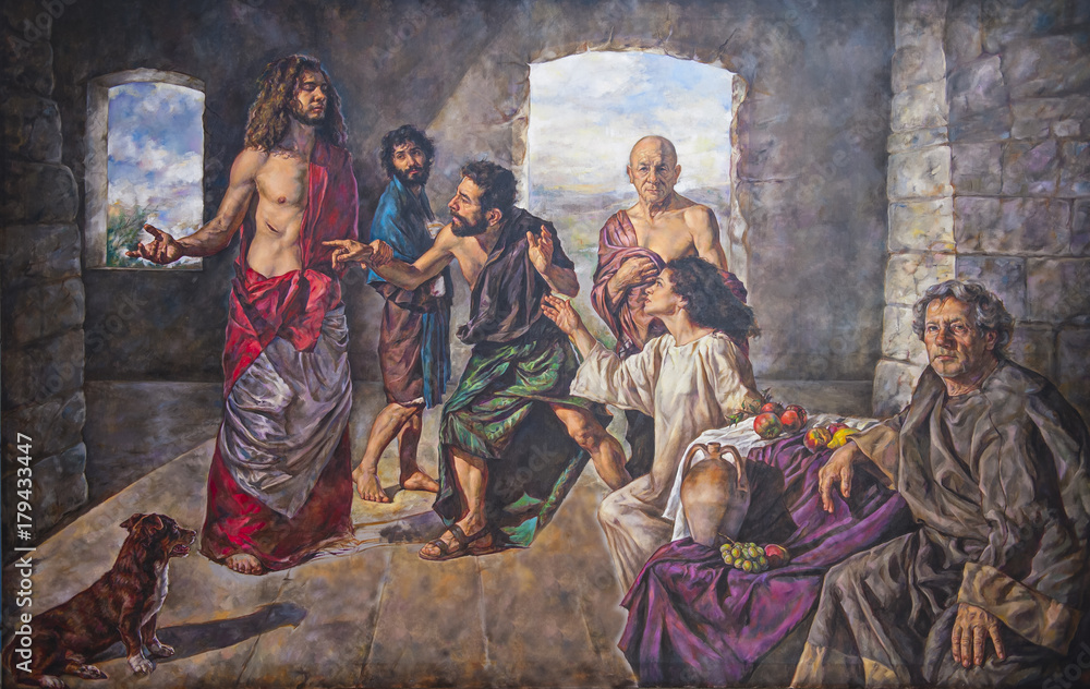 oil painting on canvas of a religious scene