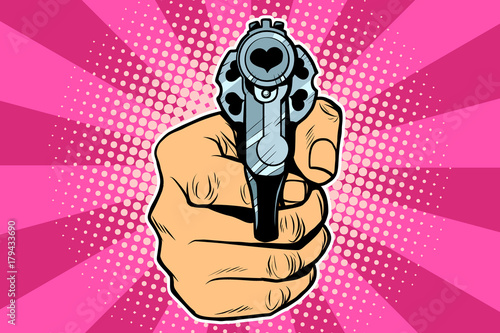heart love Valentine revolver in hand