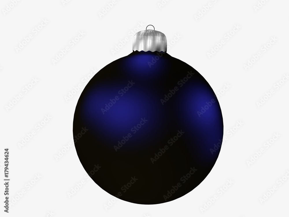 Christbaumkugel in blau metallic auf weiß isoliert Christbaumkugel in blau metallic auf weiß isoliert