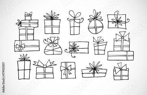Doodle christmas gift boxes