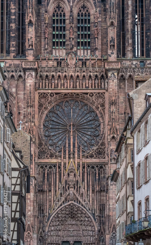 Cathedral of Strasbourg, the capital and largest city of the Grand Est region of France and is the official seat of the European Parliament, Alsace, France