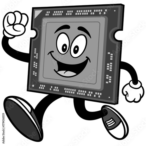 Computer Processor Running Illustration